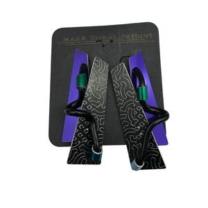 Debra Lynn Gold Vintage 80s Memphis Geometric Aluminum Large Artisan Earrings
